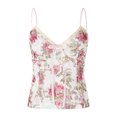 thumbnail image 2 of Gupgi Camisoles à Bretelles Spaghetti pour Femmes, Imprimé Floral, Col en V, Noué à l'Avant, Sans Manches, Haut Cami Ajusté, Débardeur, 2 of 7