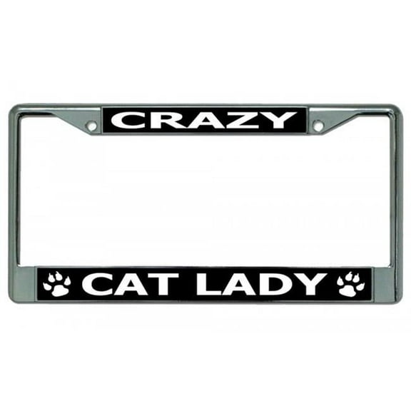 Crazy Cat Lady Chrome License Plate Frame