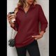 thumbnail image 4 of Sudaderas de Gran Tamaño para Mujer, Suéteres de Otoño, Sudaderas con Capucha de Moda, Jersey con Media Cremallera, Camisas de Larga, Ropa Vino Tinto S, 4 of 10
