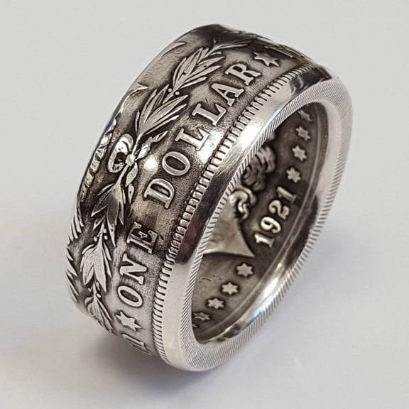 Faty-T Fashion 925 Sterling Silver America Band Ring for Men, Vintage Style Patriotic United States National Emblem Coin Engraved Signet Ring, Viking Rock Band Punk Hip Hop Jewelry Gift