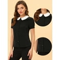 thumbnail image 2 of DARING DIVA Women's Contrast Peter Pan Collar Blouse Shirt 3XL Black, 2 of 6