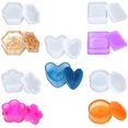 thumbnail image 1 of Moldes de resina, caja Molde de resina Molde de silicona Resina en corazón Hexágono Cuadrado Flor Forma DIY Contenedor de joyería, Caja Titular Molde, Maceta, Bolígrafo Vela Jabonera Ofspeizc WMZL-1599-3, 1 of 7