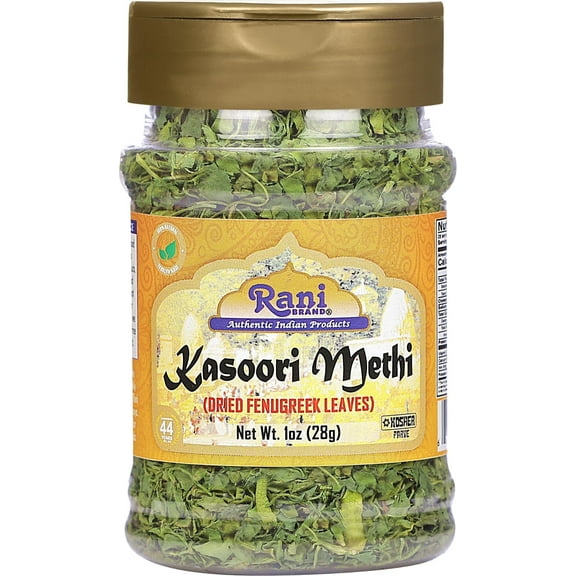 Rani Fenugreek Leaves Dried (Kasoori Methi) 1oz (28g) PET Jar ~ All Natural | Vegan | Gluten Friendly | NON-GMO | Kosher | Indian Origin