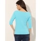 thumbnail image 4 of CamiseAjustaCon Cuello Redondo Y Mangas Al Codo PaMujer Agazul M, 4 of 6