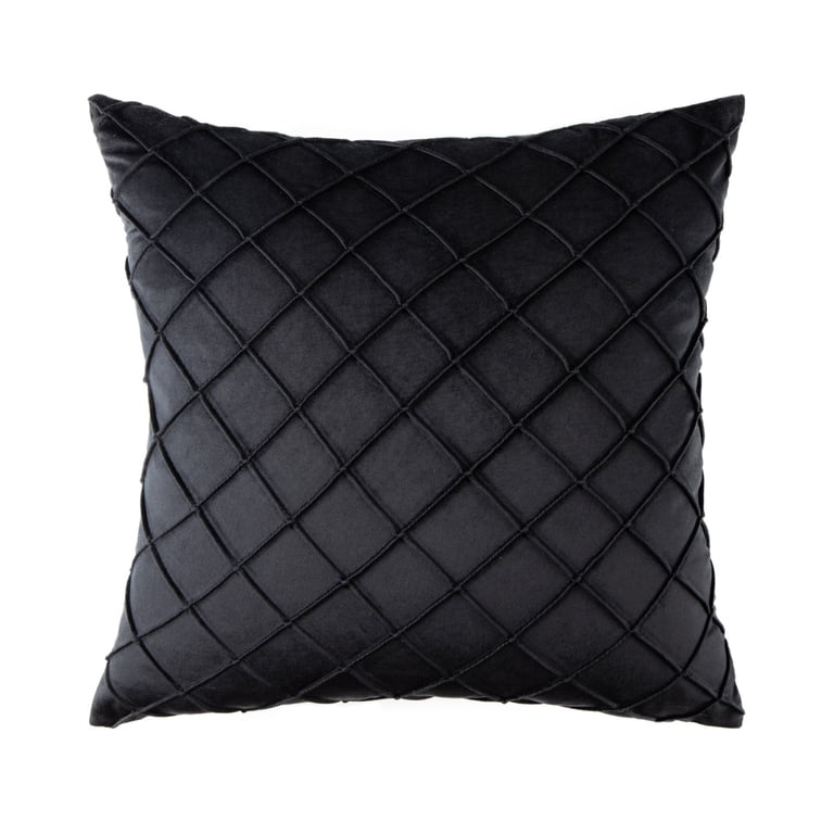 Soft Pleated Velvet Decorative Throw Pillow, 18 x 18 Inches, Black, 2-Pack photo 5