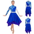 thumbnail image 2 of Aislor Girls Camouflage Print Color Block Liturgical Praise Dance Dress Long Sleeve Worship Lyrical Dancewear Blue 16, 2 of 7