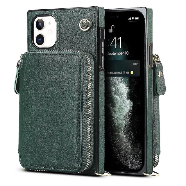 Funda tipo cartera para iPhone 11 con tarjetero y correa para el hombro para mujer
