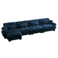 thumbnail image 6 of Convertible Deep Seat Sofa with Ottoman, Upholstered Sectional Sofa Couches with Armrests and Throw Pillows, 4 Seater Sofa for Living Room, Office, Apartment, Comfy L shaped couch, Blue, 6 of 6