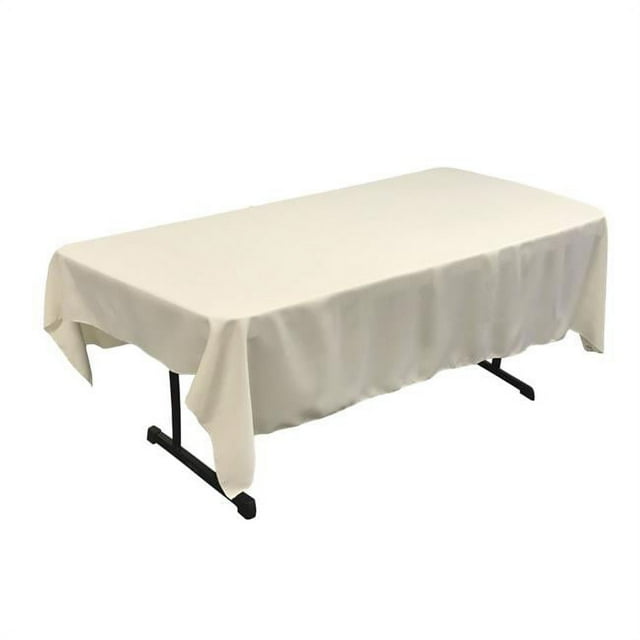 LA Linen TCpop60x84-IvoryP25 Nappe Rectangulaire en Polyester Popeline, Ivoire - 60 x 84 Po.