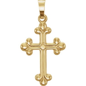Jewels By Lux 14K Yellow Gold Blue Sapphire Cross Pendant