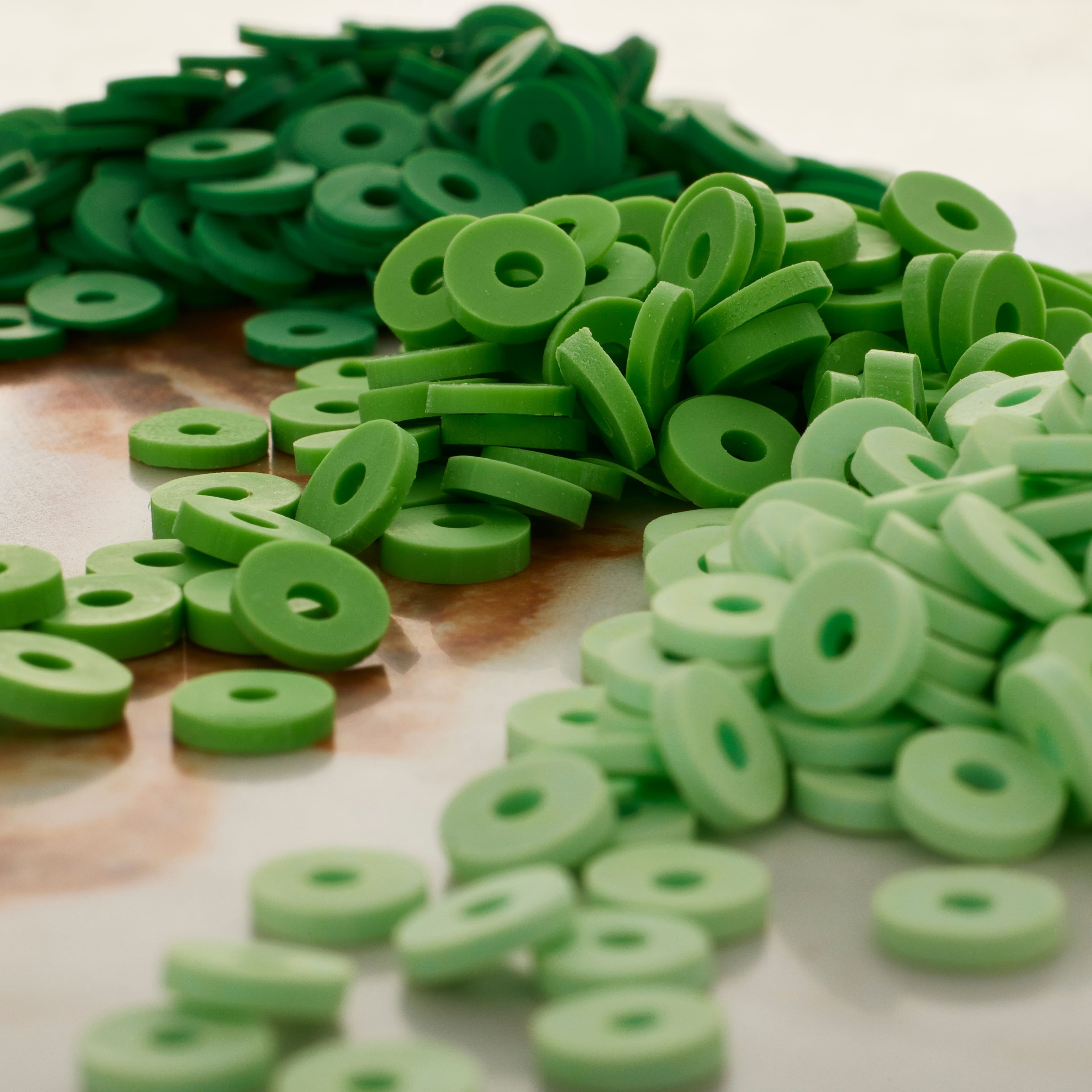 Bead Landing Green PVC Rondelle Spacer Heishi Beads, 5.8mm, 12 Pack