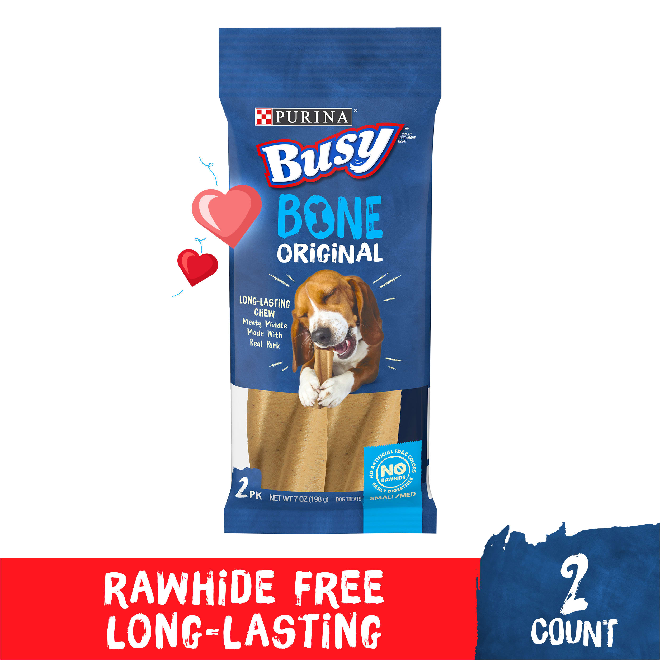 Purina Busy Dog Bones Original Dog Treat Dry Chews, Real Pork for Small & Medium Dogs, 7 oz Pouch (2 Pack) - image 3 of 13