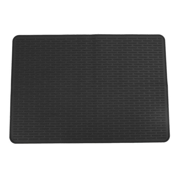 Tapis de litière pour chat antidérapant et polyvalent en silicone, grand format, pour l'intérieur et la maison, noir