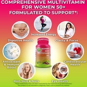 Women's Daily Multivitamin 50+, Vegan Multivitamin for Women with Biotin, Organic Superfoods, B-Complex, Probiotics, Enzymes - Supports Energy, Immunity, Gut Health - Easy to Swallow Capsules