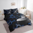 thumbnail image 3 of Homewish Ice Hockey Game 7-Piece Twin Bedding Sets,Modern Geometric Hexagon Bedding Comforter Set,Blue Honeycomb Sheet Sets For Kids,Breathable Home Decor Reversible, 3 of 8