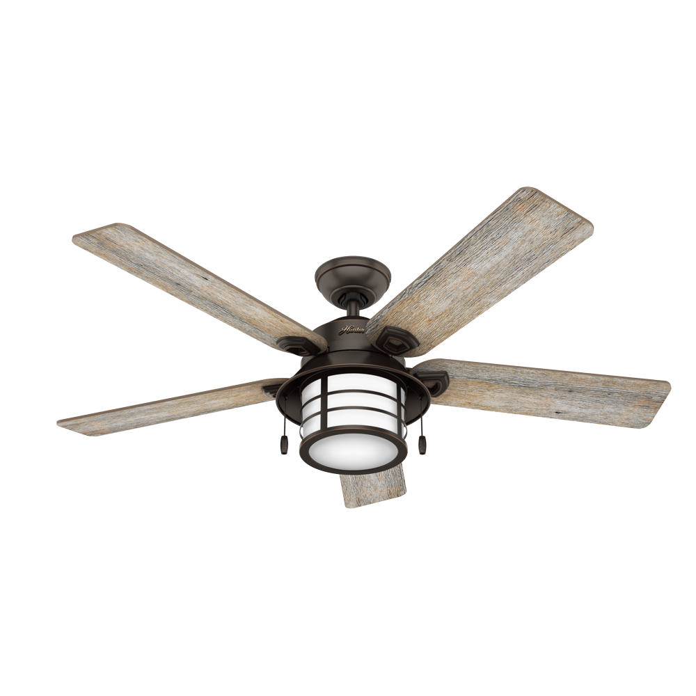 Hunter 54" Key Biscayne Onyx Bengal Ceiling Fan with Light Kit and Pull