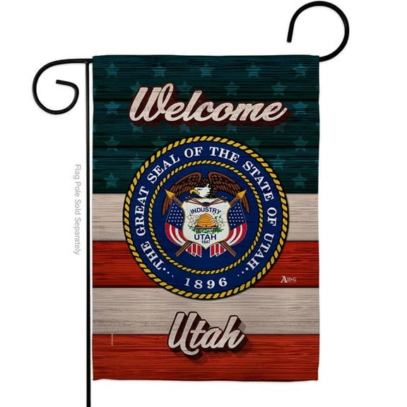 13 x 18.5 in. Welcome Utah Double-Sided Vertical House Decoration Banner Garden Flag - Yard Gift