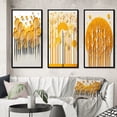 thumbnail image 1 of Designart "Quill Minimalism Abstract Yellow Forest II" Landscape Trees Framed Wall Art Set Of 3 - Yellow Trees Frame Gallery Set For Office Decor, 1 of 6