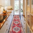 thumbnail image 7 of 2X10ft Hallway Runner Rug, Persian Blooms Design Washable Non-Skid Area Rug, Farmhouse Entryway Runner Area Rug for Living Room,Bedroom, Kitchen, Laundry Room-Red, 7 of 7