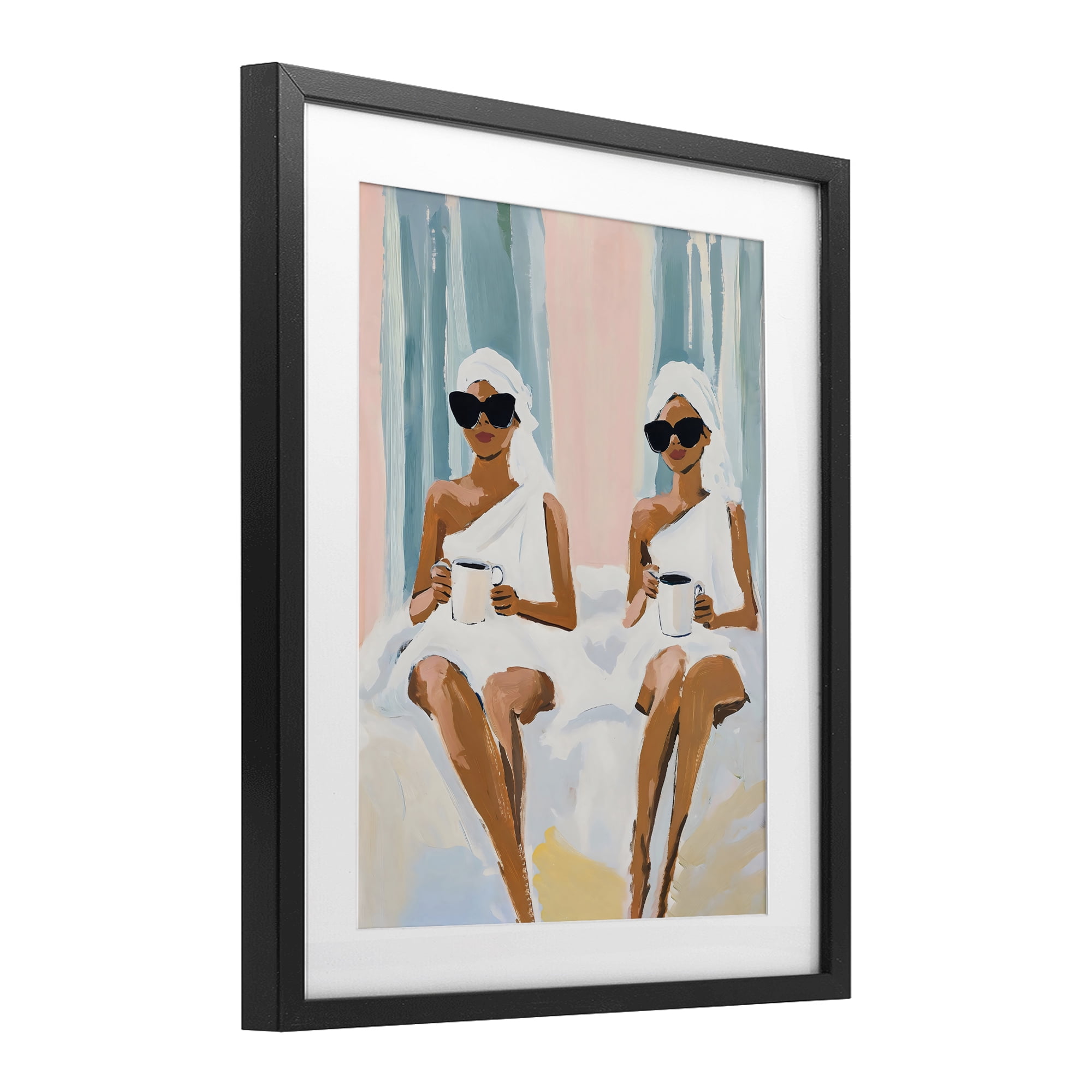Stupell Industries Girls Spa Day with Coffee Black Framed Print Under Glass, design by The Prints Vibe