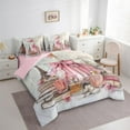 thumbnail image 4 of Manfei Princess Pink Dress 7-Piece Bedding Comforter Set for Girls, Romantic Eiffel Tower King Bedding Sets, Valentines Day Reversible Bed Sheets, Luxury Bedroom Decor, 4 of 8