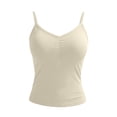 thumbnail image 4 of Womens Racerback Ribbed Tank Tops Soft Stretch V Neck Workout Casual Tops Summer Sleeveless Crop Camisole with Chest Padded Beige L(L), 4 of 4