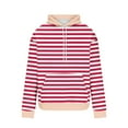 thumbnail image 2 of Pullover Hoodie Men Cozy Fleece Casual Trendy Striped Sweatshirts Front Pocket Long Sleeve Hooded Winter Tops (3XL, Red 01), 2 of 4