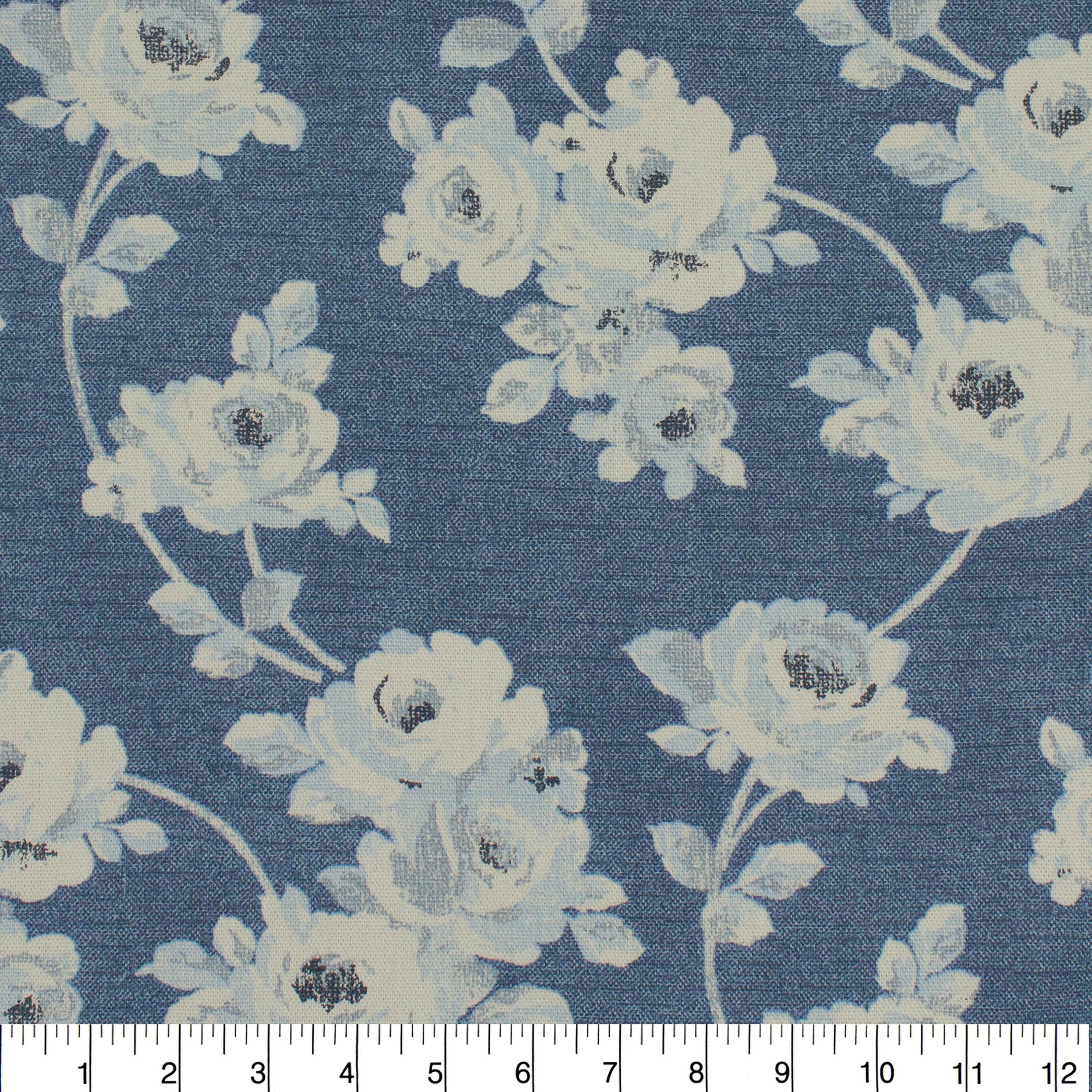 Better Homes & Gardens 100% Cotton Floral Blooms Blue, 2 Yard Precut Fabric