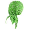 thumbnail image 3 of Paisley Doo Rag Du Rag Do Spandex Bandana Headwrap w SWEATBAND Chemo Cap (Bright Lime Green Paisley), 3 of 3