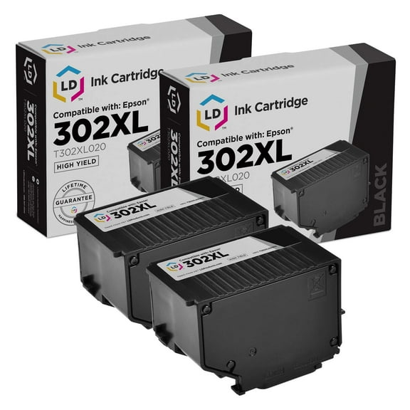 LD Products Compatible Replacement for Epson 302XL T302XL020 Black Ink 2PK Expression XP-6000