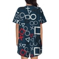 thumbnail image 3 of Naloa Navy Blue Geometric Women's Short-Sleeved Pajama Set, Loungewear, Summer pajamas, Breathable Cozy - 3X-Large, 3 of 9