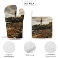 thumbnail image 4 of Ocean Lighthouse Oven Mitts And Pot Holders Sets of 4 Oven Gloves Set Potholders for Kitchen Cooking Baking Grilling Anti Scald Hot Pads And Heat Resistant, 4 of 6