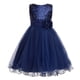 thumbnail image 1 of JerrisApparel Vestido de fiesta de tul con flores y malla de lentejuelas para niña (3T azul marino), 1 of 5