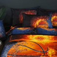 thumbnail image 2 of ZHH 3D Duvet Cover Sets Twin Size Sports Basketball Fire Pattern Kids Bedding Set Ultra Soft Quilt Cover for Boys and Teens (1 Duvet Cover Set + 2 Pil, 2 of 4