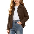 thumbnail image 2 of yillto Girls Button down Shirts Long Sleeve Loose Tops Collared V Neck Casual Fall Tees Clothes, 2 of 7