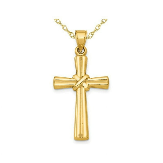 14K Yellow Gold Cross Pendant Necklace with Chain