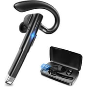Bluetooth Headset, Bluetooth Earpiece for Cell Phone with Noise Canceling Mic, 500mAh Battery Display Charging Case,