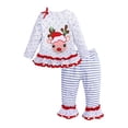 thumbnail image 2 of Cm C&M Wodro Conjunto Navideño Para Bebé Niña, Camiseta De Manga Larga Con Ciervo Y Pantalón Acampanado A Rayas, Conjunto De 2 Piezas Para Otoño E Invierno (Gris 5-6 Años (120)), 2 of 5