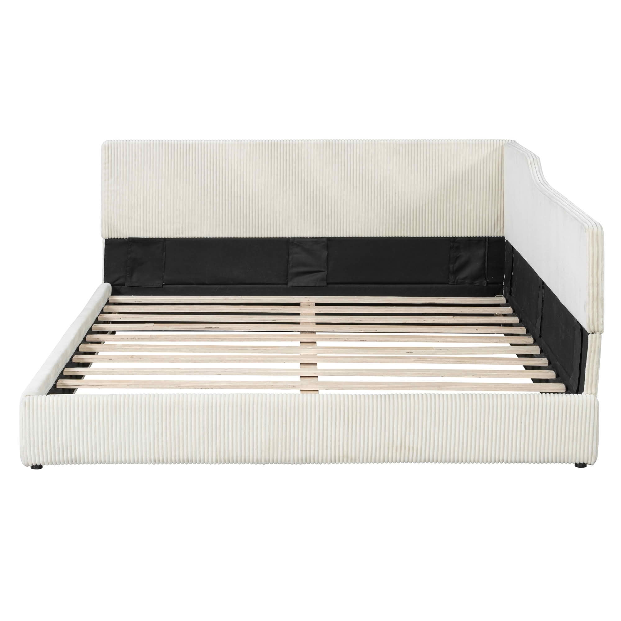 MAYEERTY L-Shaped Corduroy Upholstered Daybed with Sturdy Frame, Spacious Versatile Design