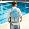 thumbnail image 4 of Zecgelong Clear Backpack Large Capacity Waterproof Double Shoulder Daypack for Travel Blue, 4 of 5