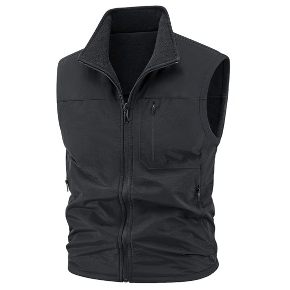 KeShDi Vest for Men Stand Collar Sleeveless Zip Up Casual Lightweight Vest Coat with Pockets Black 4X