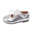 thumbnail image 2 of Viluyesy Girls Dress Shoes Closed Toe Bow Hook Loop Soft Sole Princess Party Shoes for Kids Silver Size 6 Toddler, 2 of 9