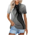 thumbnail image 3 of Drses Womens Tops Dressy Casual Fashion Women's Casual Comfortable Print Short Sleeved Turndown Collar Button Blouse T-Shirt Top Womens Summer Tops, 3 of 5