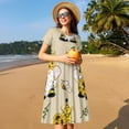 thumbnail image 4 of Balery Gnomes Bees And Sunflowers Vestidos sueltos de manga corta para mujer, vestidos de verano 2025, vestidos casuales de corte A con vuelo., 4 of 6