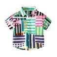 thumbnail image 2 of LYMAYTER Baby Boys Button down Short Sleeve Shirts Summer Cartoon Print Dress Shirt Tops for Toddler Kids 2-10Y, 2 of 10