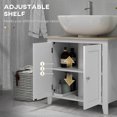 thumbnail image 5 of Bathroom Vanity kleankin Pedestal Sink Storage Cabinet, Under Sink Cabinet, Bathroom Vanity Cabinet with U-Shape and Adjustable Internal Shelf, White,Vanity With Sink, 5 of 9