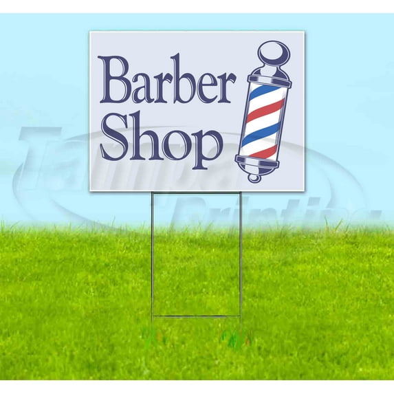 Barber Shop Old School (18" x 24") Yard Sign, Includes Metal Step Stake