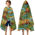 thumbnail image 3 of Colorful Dinosaurs River Volcanoes Pattern Hooded Bath Towel，50"x30" for Ages 3 To 12 Kids, Quick Dry Lightweight Soft Microfiber Hood Beach Towel Cover Up for Kids, 3 of 7