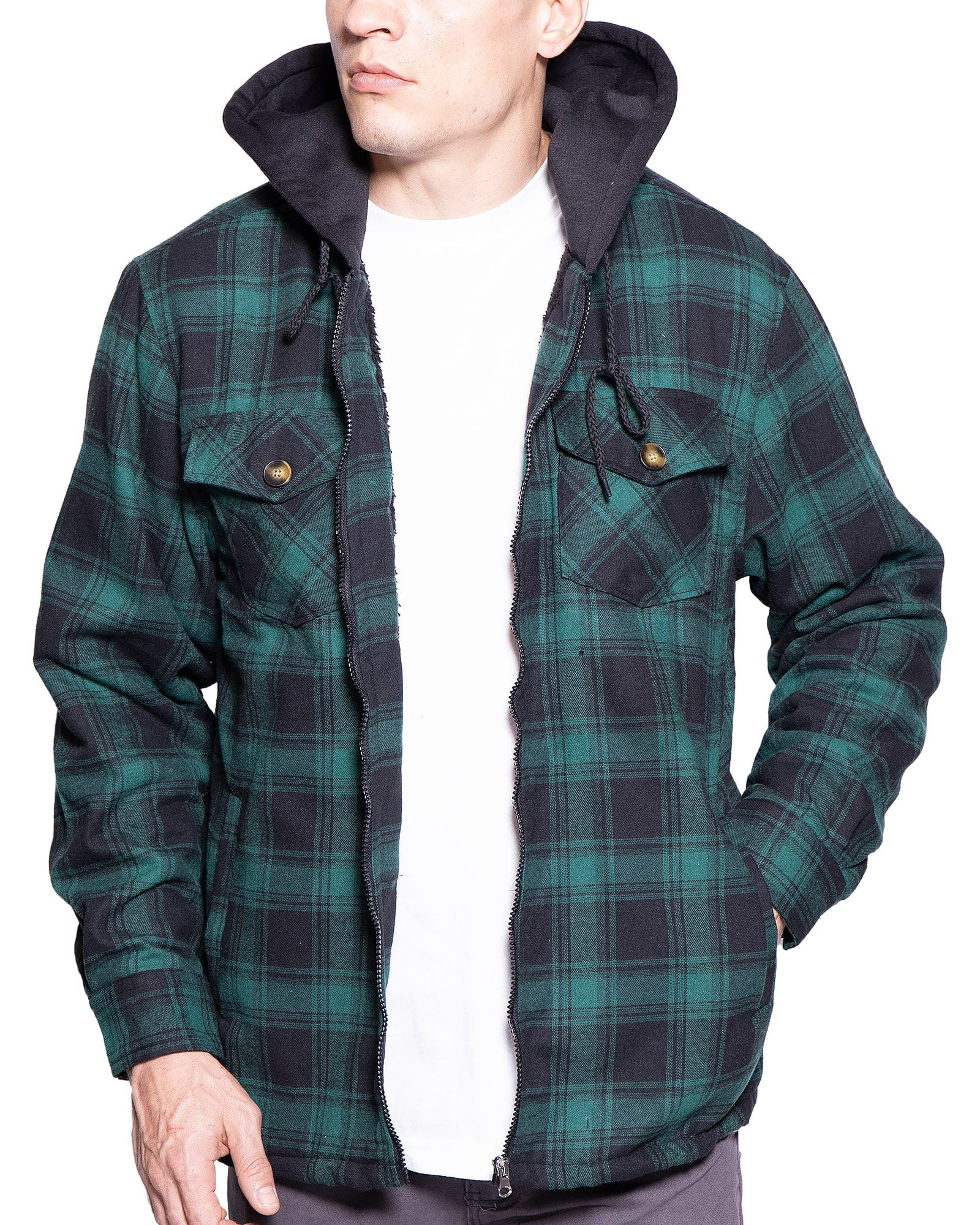 Thick flannel jacket with hood Clearance