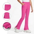 thumbnail image 1 of Pantalones de yoga acampanados de color liso para niñas, con bolsillos y cintura elástica, de poliéster, tallas medianas y grandes., 1 of 9